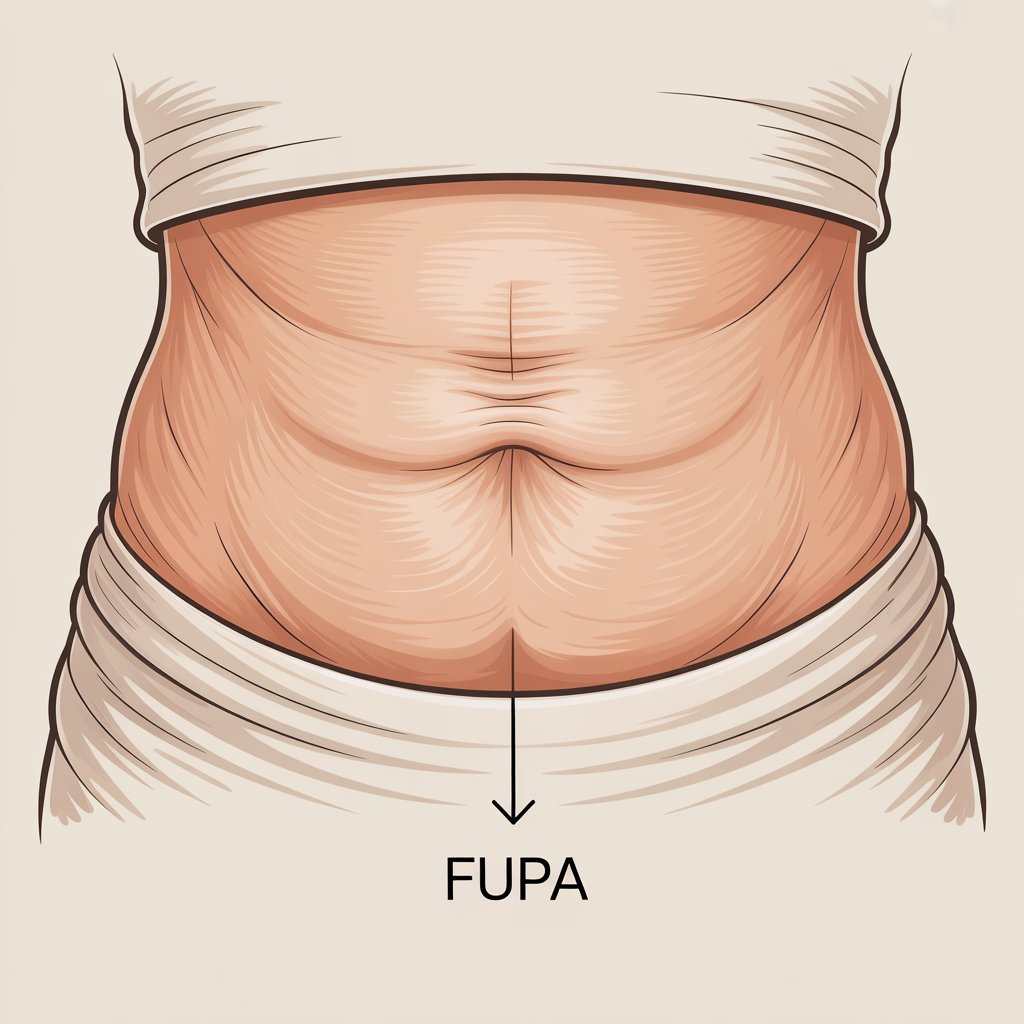 Ilustração mostrando a área FUPA - região abdominal baixa